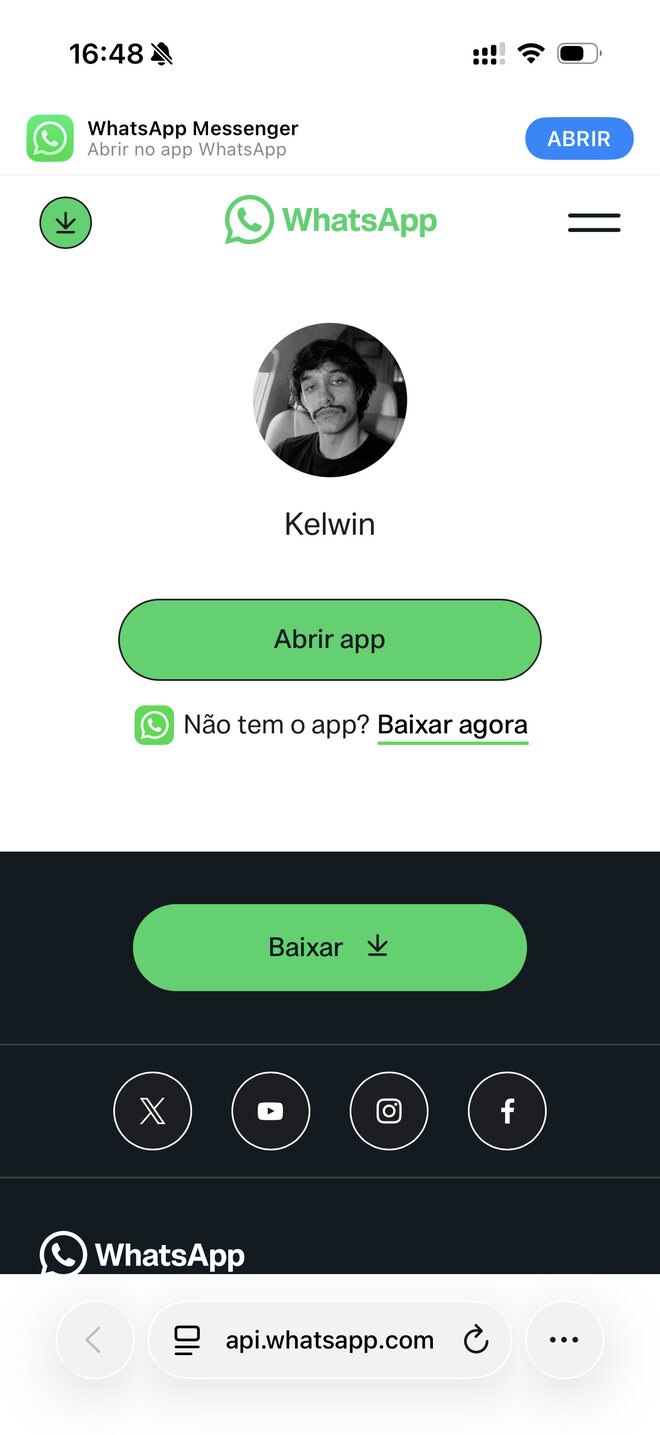 Conversa no WhatsApp com o Kelwin
